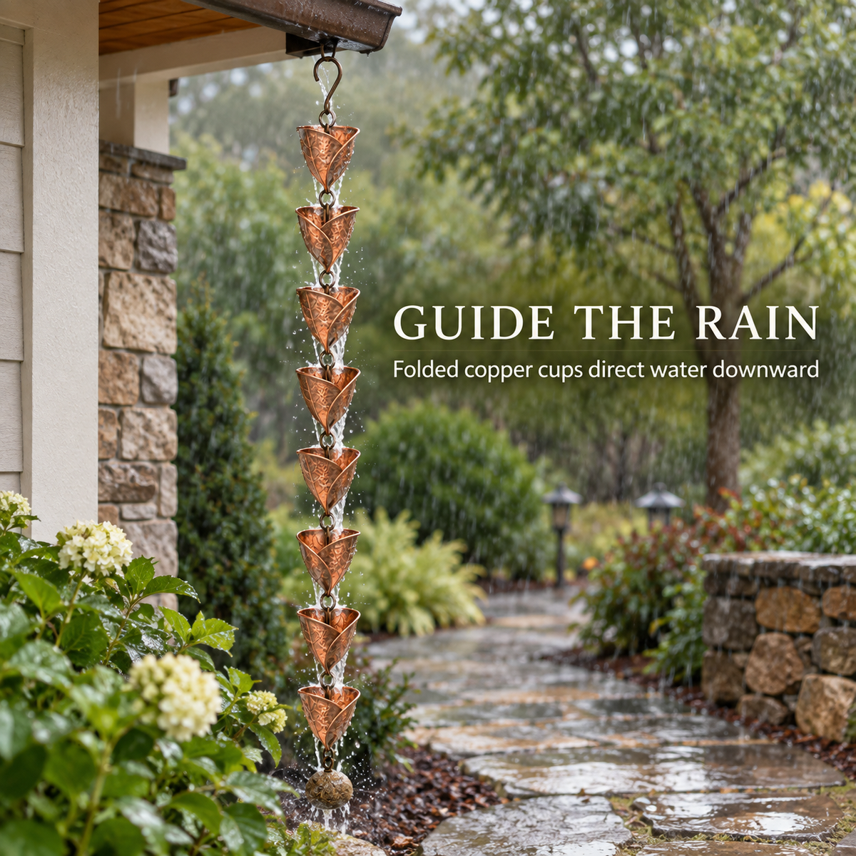 Folded Leaf Rain Chain