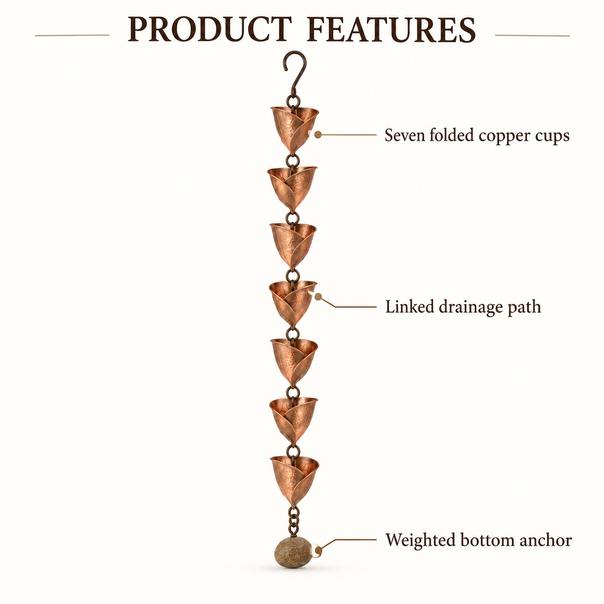 Folded Leaf Rain Chain