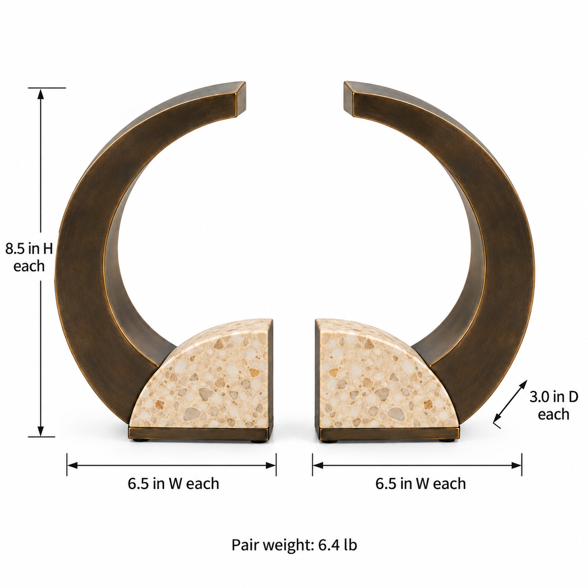 Crescent Frame Bookends
